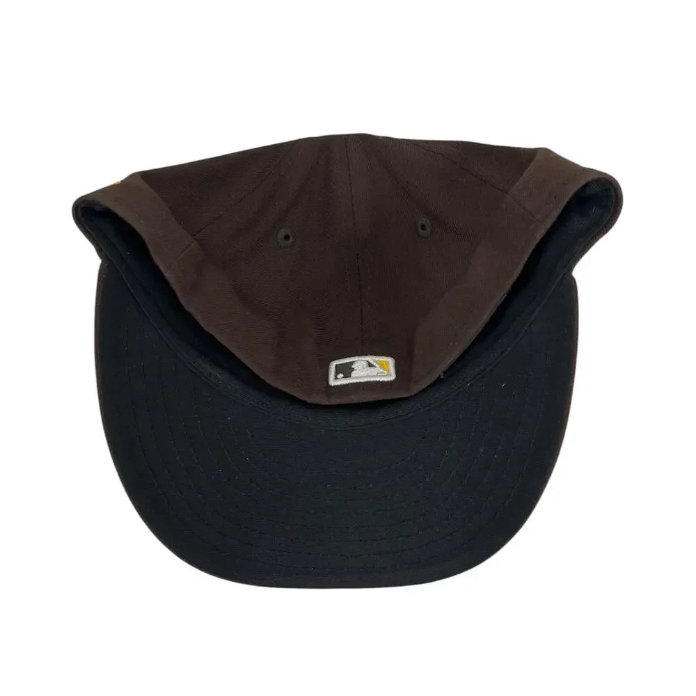 MLB SAN DIEGO PADRES Hat Cap NEW ERA 59FIFTY Brown & Yellow Size 7 1/8 - Picture 3 of 4